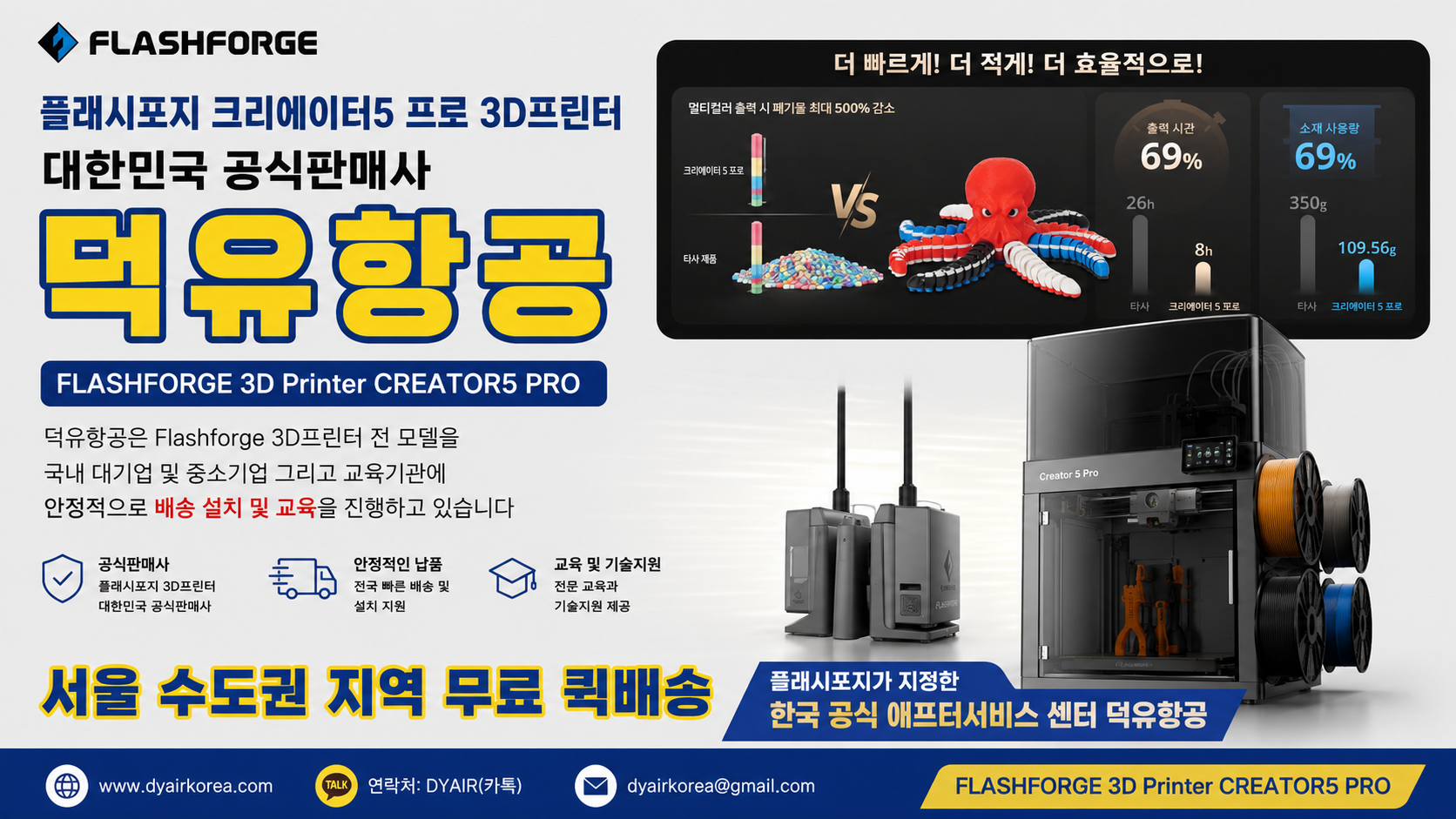 플래시포지 크리에이터5프로 리뷰, Flashforge 3D프린터 500% 더 빠른 놀라운 혁신