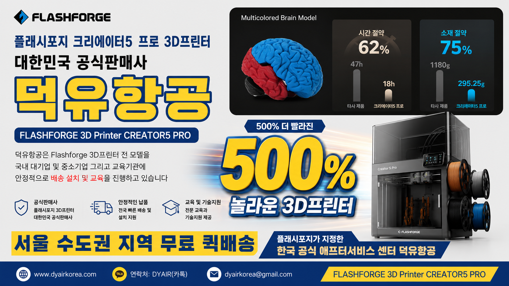 플래시포지 크리에이터5프로 리뷰, Flashforge 3D프린터 500% 더 빠른 놀라운 혁신